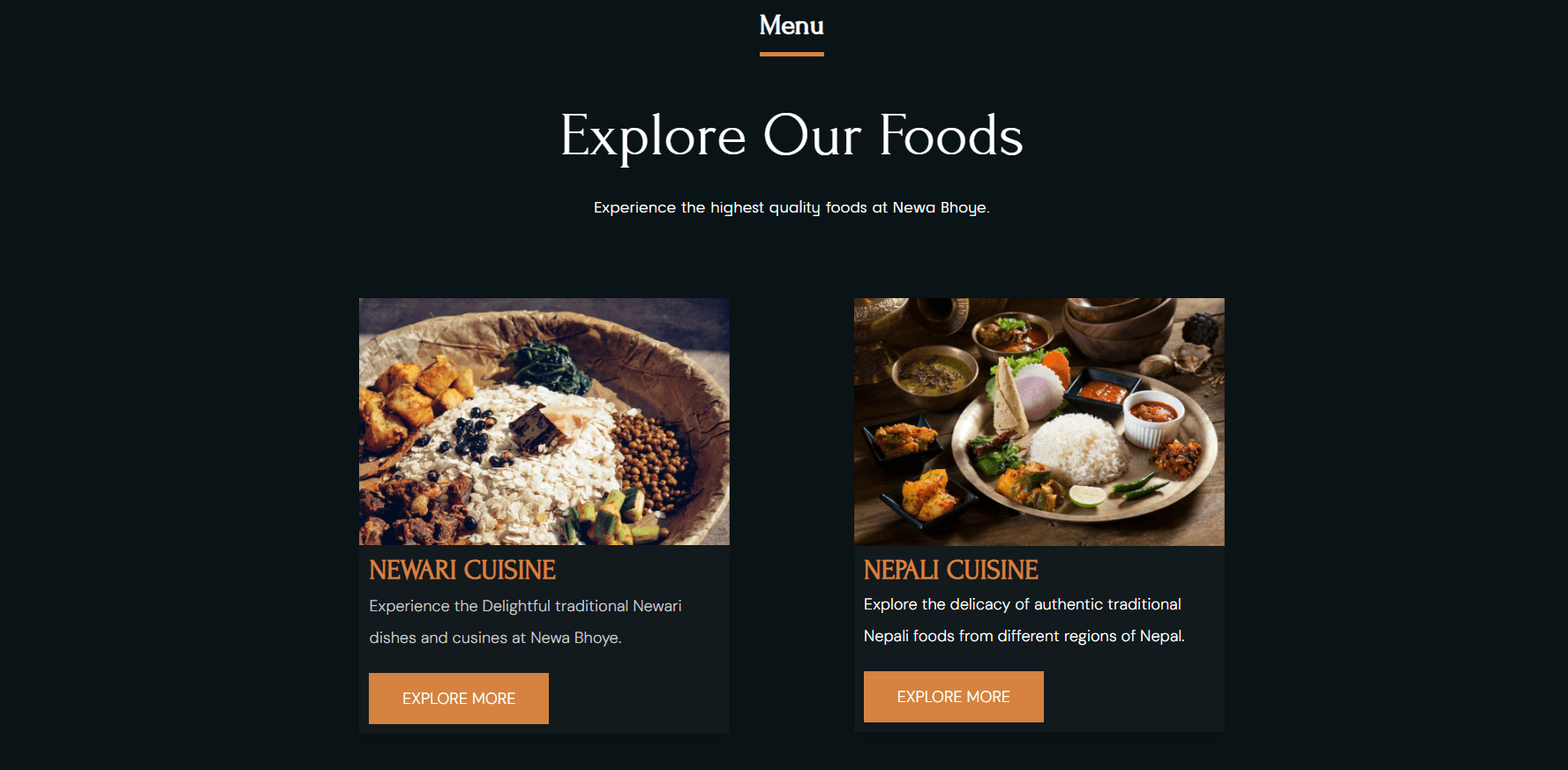 NewaBhoye food listing section